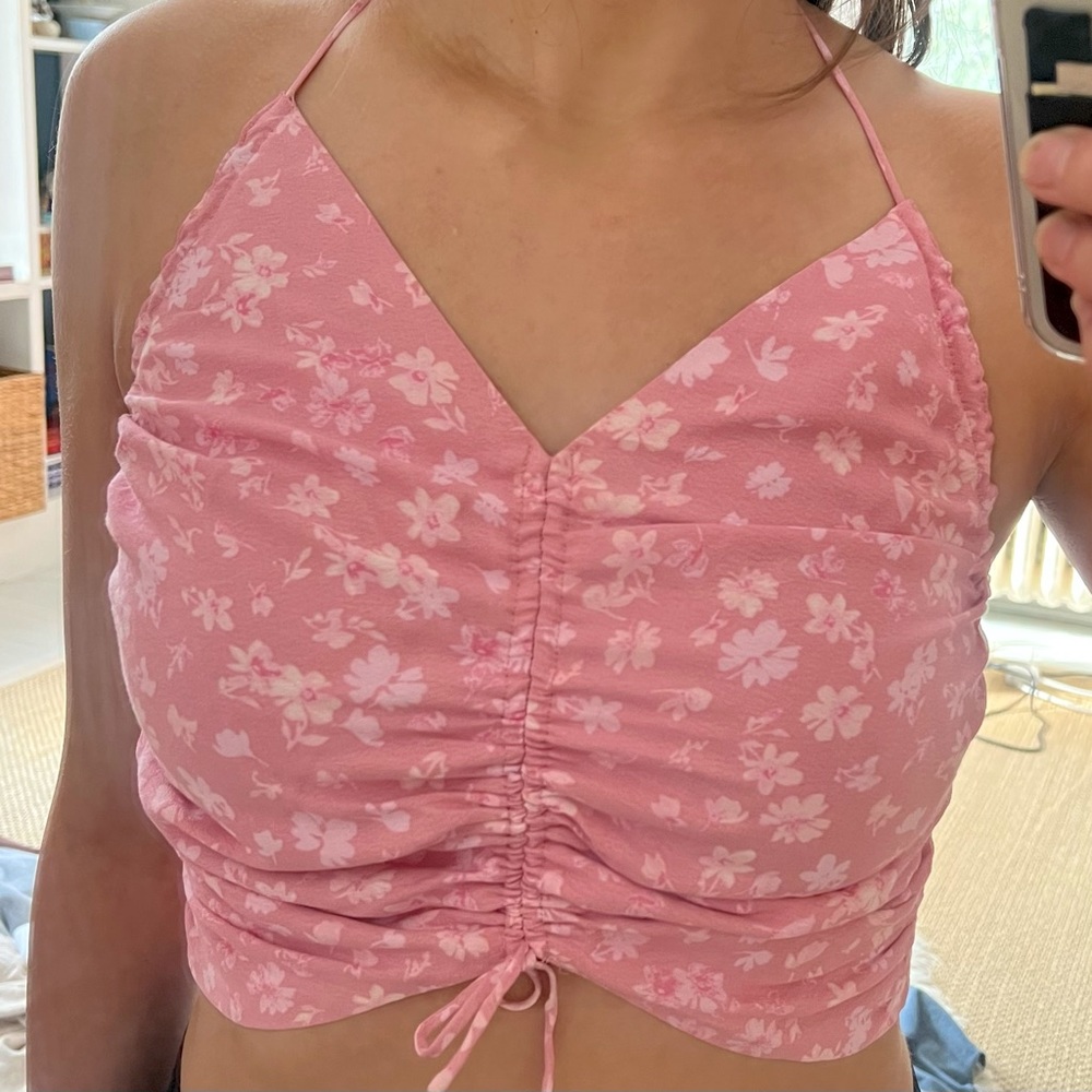 Floral Print Sleeveless Crop Top Dried Coreopsis